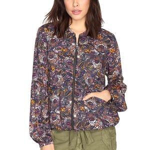 Free People Multicolor Floral Bomber Zip up Jacket